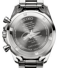 Case back of Seiko × Shinkalion H5 Hayabusa limited edition engraved with Hokkaido Shinkansen emblem, anniversary inscription, and edition number.