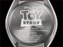 Citizen Buzz Lightyear Tsuno Chrono caseback engraved with Toy Story logo and edition number.