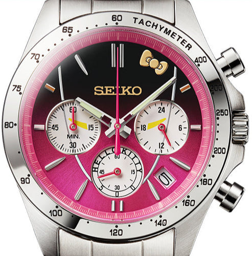 Seiko X Shinkansen 500 Series 25th Anniversary Collaboration Limited Edition Quartz Chronograph - 500 TYPE Hello Kitty. Available at Watchoutz.com, Hong Kong's top online watch retailer with a physical shop. Enjoy fast, secure international shipping and shop for genuine Japanese watches with over 13 years of exceptional service and reputation. Visit Watch Outz International for your next horology treasure hunt.