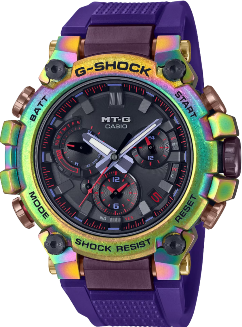 Casio G-Shock MT-G Tough Solar Rainbow IP Aurora Oval MTG-B3000PRB-1A  www.watchoutz.com