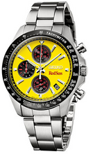 Front view of the Seiko X Initial D Akagi RedSuns Keisuke Takahashi Yellow RX-7 FD3S 1995 Limited Edition Quartz Chronograph Watch