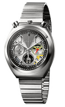 Citizen × Star Wars Mandalorian Tsuno Chrono Quartz Limited Edition front dial view, retro chronograph layout with Mandalorian crest accent. Shop Watchoutz.com