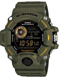 Casio G-Shock Tough Solar Multi Band 6 Triple Sensor Rangeman Military Green GW9400-3 GW-9400-3CR. Available at Watchoutz.com, Hong Kong's top online watch retailer with a physical shop. Enjoy fast, secure international shipping and shop for genuine Japanese watches with over 13 years of exceptional service and reputation. Visit Watch Outz International for your next horology treasure hunt.