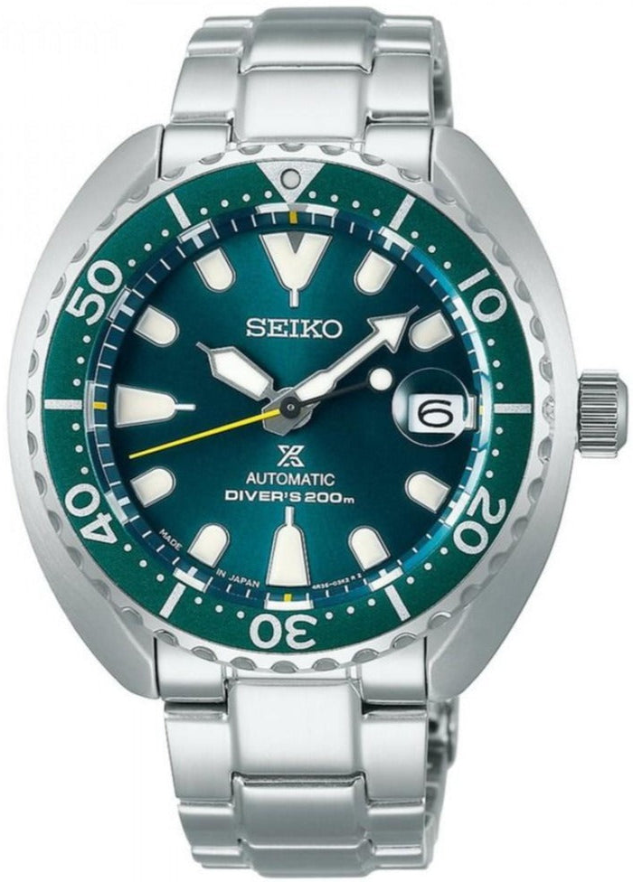 Seiko Prospex Mechanical Automatic 200M Diver Green Mini Turtle SBDY083. Available at Watchoutz.com, Hong Kong's top online watch shop. Enjoy fast, secure international shipping and shop genuine Japanese watches with over 13 years of exceptional service. Visit Watchoutz International for your horology treasure hunt.