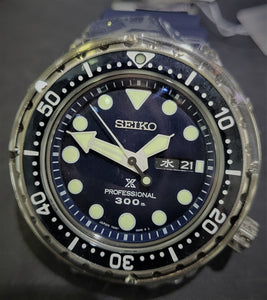 Seiko Prospex Marine Master Quartz Professional 300M Diver New Blue Tuna SBBN043 Stock www.watchoutz.com