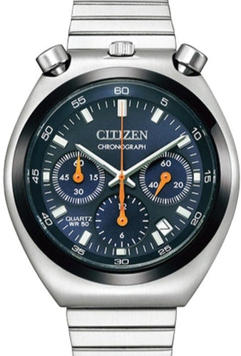 Citizen Retro Quartz Chronograph Bullhead Navy BLue Dial AN3660-81L www.watchoutz.com