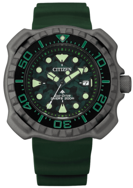 Citizen Eco-Drive Promaster Marine Titanium 200M Diver Modern Re-Issue Green BN0228-06W www.watchoutz.com