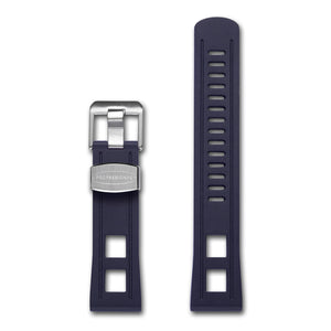 CRAFTER BLUE 22mm STRAIGHT END RUBBER STRAP CB01 NAVY BLUE STAINLESS STEEL HARDWARE www.watchoutz.com