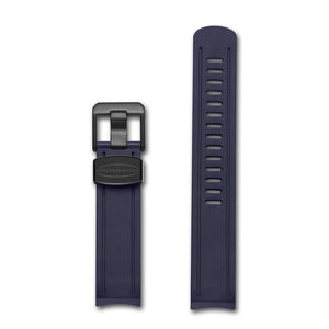 CRAFTER BLUE CURVED END RUBBER STRAP FOR SEIKO SUMO (CB02) NAVY BLUE WITH PVD BLACK HARDWARE www.watchoutz.com