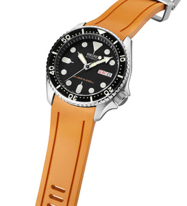 Crafter Blue 22mm Curved End Rubber Strap Orange CB05 (For Seiko SKX Series) www.watchoutz.com