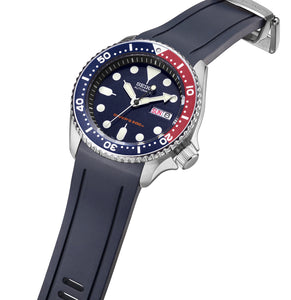 Crafter Blue 22mm Curved End Rubber Strap Navy Blue CB05 (For Seiko SKX Series) www.watchoutz.com