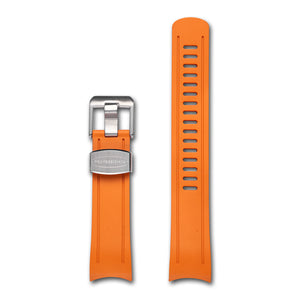 Crafter Blue 22mm Curved End Rubber Strap CB05 Orange with Stainless Steel Hardware (For Seiko SKX Series) www.watchoutz.com