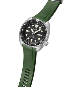 Crafter Blue 22mm Curved End Rubber Strap CB08 Green Side (For Seiko New Turtle) www.watchoutz.com