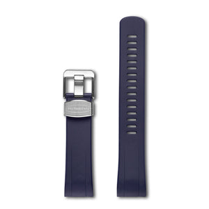 Crafter Blue 22mm Curved End Rubber Strap CB08 Navy Blue with Stainless Steel Hardware (For Seiko New Turtle) www.watchoutz.com