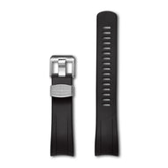 Crafter Blue 22mm Curved End Rubber Strap CB09 Black with Stainless Steel Hardware (For Seiko New Samurai) www.watchoutz.com