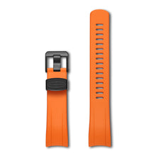 Crafter Blue 22mm Curved End Rubber Strap CB09 Orange with PVD Black Hardware (For Seiko New Samurai) www.watchoutz.com