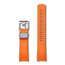 Crafter Blue 22mm Curved End Rubber Strap CB09 Orange with Stainless Steel Hardware (For Seiko New Samurai) www.watchoutz.com