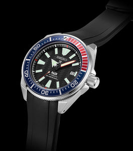 Crafter Blue 22mm Curved End Rubber Strap CB09 Black on Padi (For Seiko New Samurai) www.watchoutz.com