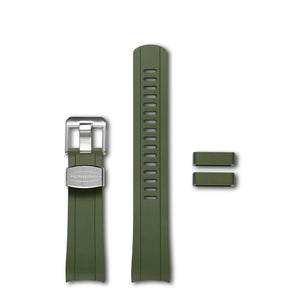 Crafter Blue 22mm Curved End Rubber Strap CB10 Green with Stainless Steel Hardware (For Seiko SKX & New 5 Sports Series) www.watchoutz.com