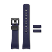 Crafter Blue 22mm Curved End Rubber Strap CB10 Navy Blue with PVD Black Hardware (For Seiko SKX & New 5 Sports Series) www.watchoutz.com