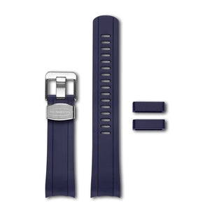 Crafter Blue 22mm Curved End Rubber Strap CB10 Navy Blue with Stainless Steel Hardware (For Seiko SKX & New 5 Sports Series) www.watchoutz.com