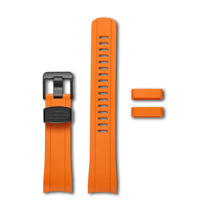 Crafter Blue 22mm Curved End Rubber Strap CB10 Orange with PVD Black Hardware (For Seiko SKX & New 5 Sports Series) www.watchoutz.com