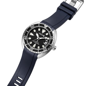 Crafter Blue 20mm Curved End Rubber Strap CB13 Navy Blue Side (For Seiko MM200 & Mini Turtle) www.watchoutz.com