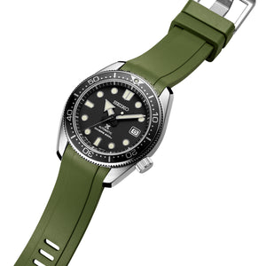 Crafter Blue 20mm Curved End Rubber Strap CB13 Green side (For Seiko MM200 & Mini Turtle) www.watchoutz.com