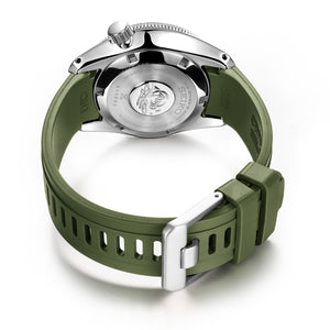 Crafter Blue 20mm Curved End Rubber Strap CB13 Green back (For Seiko MM200 & Mini Turtle) www.watchoutz.com