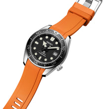 Crafter Blue 20mm Curved End Rubber Strap CB13 Orange side (For Seiko MM200 & Mini Turtle) www.watchoutz.com