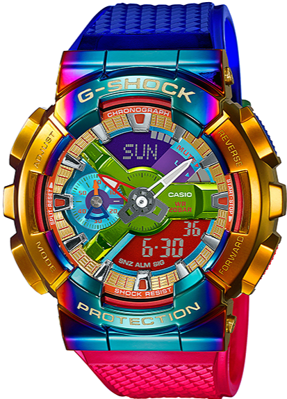 Casio G-Shock Metal Covered Bezel Special Rainbow IP Multi Color GM-110RB-2A www.watchoutz.com