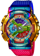 Casio G-Shock GM-110RB-2A rainbow ion-plated bezel multi-color dial front view
