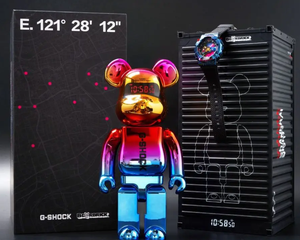 Casio G-Shock X BE@RBRICK 400% "Shanghai Night" Metal Covered Bezel GM-110SN-2APFB Container Packaging www.watchoutz.com