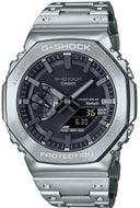 Casio G‑Shock Full Metal 2100 Series GM-B2100D‑1A solar‑powered silver‑tone watch with smartphone link, robust Japanese design for casual and formal wear.