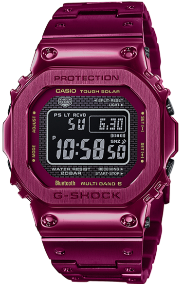 Casio G-Shock Full Metal Tough Solar Bluetooth Multi Band 6 Rose Red GMW-B5000RD-4 GMWB5000RD-4 www.watchoutz.com