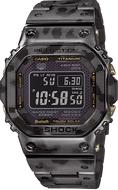 Casio G‑Shock GMW‑B5000TCM titanium camouflage digital watch front view with square face and DLC finish. Avaliable at watchoutz.com