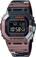 Casio G‑Shock GMW‑B5000TVB‑1 titanium geometric camouflage digital watch front view with square face and IP finish. At Watchoutz.com.
