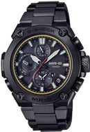 Front view of Casio G‑Shock MR‑G Titanium Analog MRG‑B1000B‑1A, black dial, bold markers, and premium titanium case.