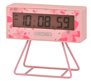 Seiko Heritage Digital LCD Display Table Clock Pink Sakura QHL082P www.watchoutz.com