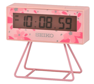 Seiko Marathon Sports Digital LCD Display Alarm Table Clock Small Pink Sakura QHL082P www.watchoutz.com