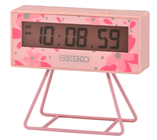Seiko Heritage Digital LCD Display Table Clock Pink Sakura QHL082P www.watchoutz.com