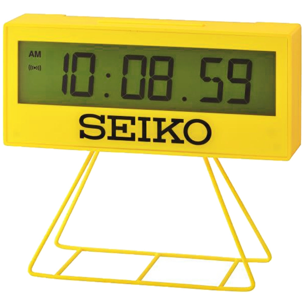 Seiko Heritage Digital LCD Display Alarm Clock Medium Yellow QHL083Y www.watchoutz.com