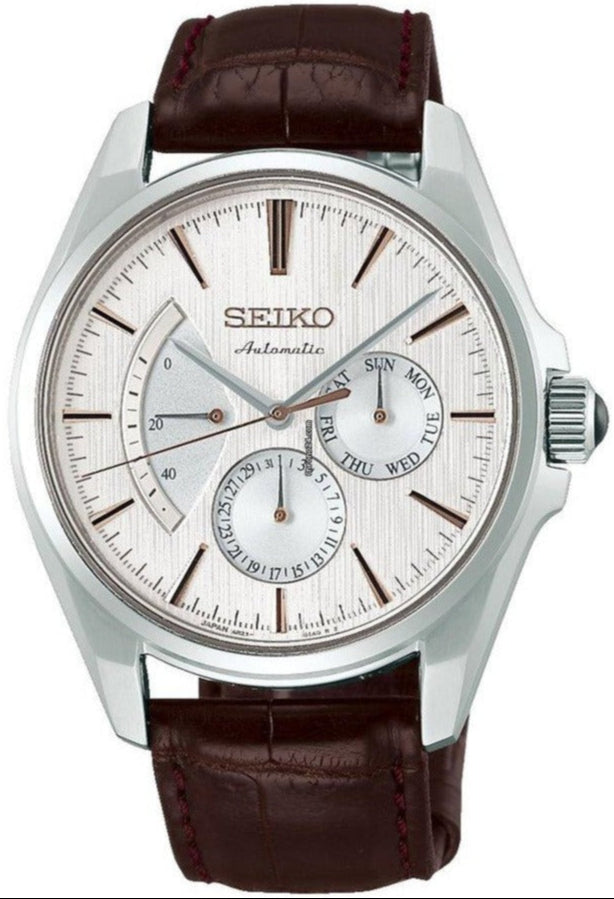Seiko Presage Mecanical Automatic 6R21 Leather Strap Elegant Men's Watch SARW033. Available at Watchoutz.com, Hong Kong's top online watch retailer with a physical shop. Enjoy fast, secure international shipping and shop for genuine Japanese watches with over 13 years of exceptional service and reputation. Visit Watch Outz International for your next horology treasure hunt.
