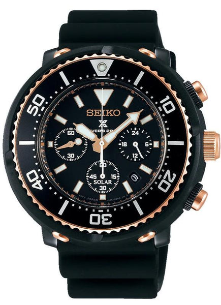 時計 SEIKO Prospex Diver LOWERCASE V175-0DV0 Seiko Prospex V175-0Dv0 Black Solar Chronograph Diver's
