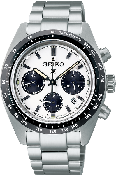 Seiko Prospex Speedtimer Solar Chronograph Panda White Dial SSC813