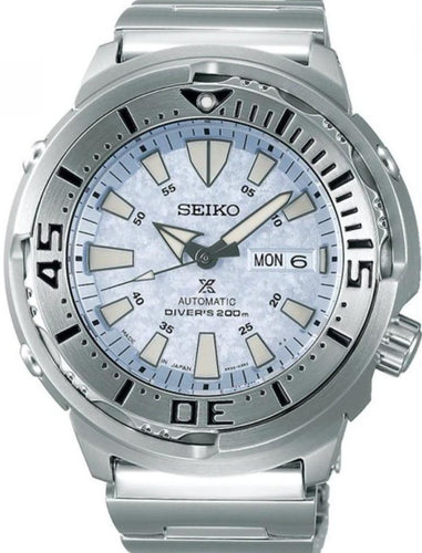 Seiko Prospex Automatic 200M Diver Scuba Frost-Icy Blue Snowflake Baby Tuna Kira Zuri SBDY053 www.watchoutz.com