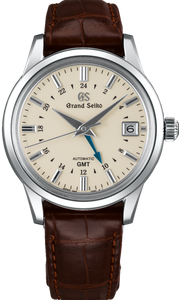 Grand Seiko Elegance Collection Automatic GMT Cream Brown Strap SBGM221 SBGM221G Watchoutz.com