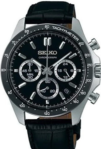 Seiko Spirit Quartz Chronograph Tachymeter JDM Black-Leather SBTR021 www.watchoutz.com