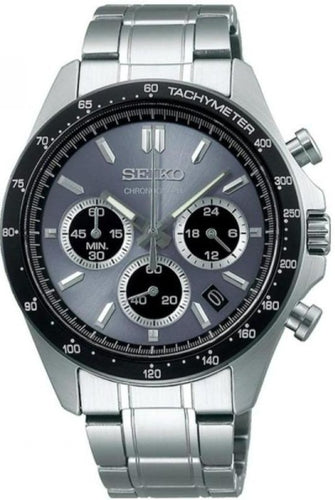 Seiko Spirit Quartz Chronograph Tachymeter, model SBTR027, featuring a sleek grey dial. JDM exclusive watch with precise chronograph function, tachymeter scale, and durable stainless steel case. Luminescent hands and markers for easy readability. Ideal for professional and casual wear. Available now at Watchoutz.com: fast shipping, exceptional customer service, seamless shopping experience, and a community of watch lovers. Buy new genuine Japanese watches from Watchoutzinternational. 