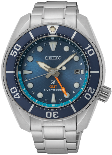 Seiko Prospex Solar GMT 200M Scuba Diver Blue Sumo SFK001 www.watchoutz.com
